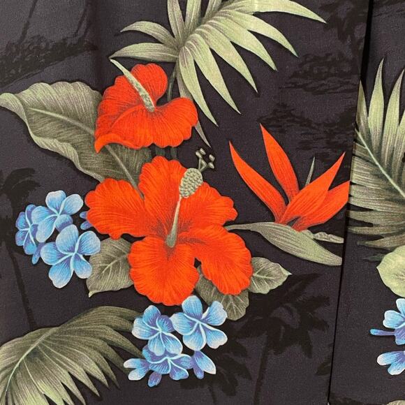 Veda Silk slip mini dress Hawaiian print tropical black wrap draped straps M - Picture 8 of 15